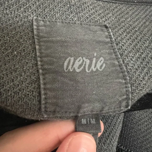 Aerie Charcoal Women's Cropped Hoodie - Picture 4 of 4